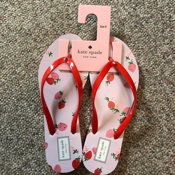 More 🔜 🎉 HP 🎉 🆕 Kate Spade ♠️ Fiji Flip Flops Wild Strawberry - Picture 11 of 14